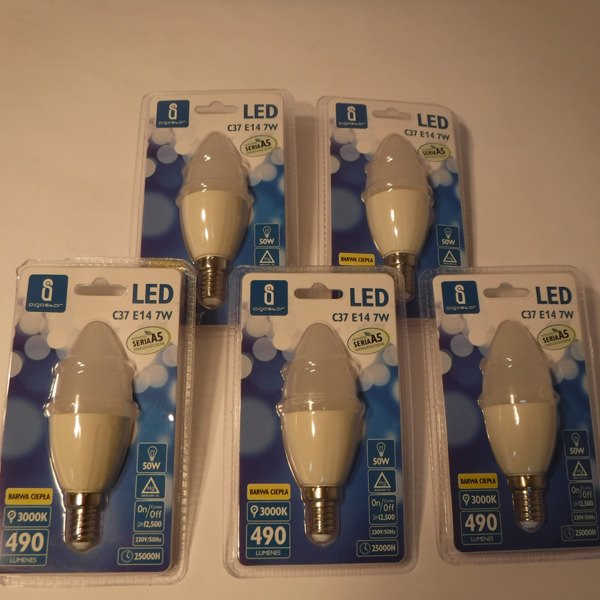 Żarówka LED E14 7W ciepła&nbsp;3000K świeczka C37